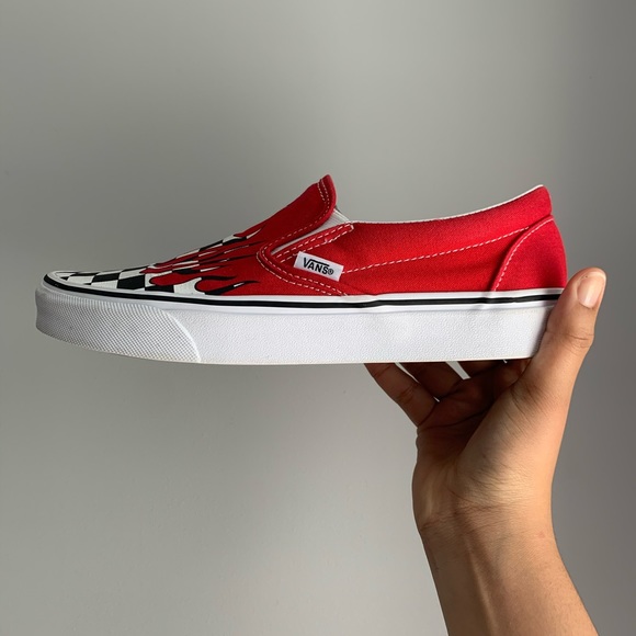 red flaming vans